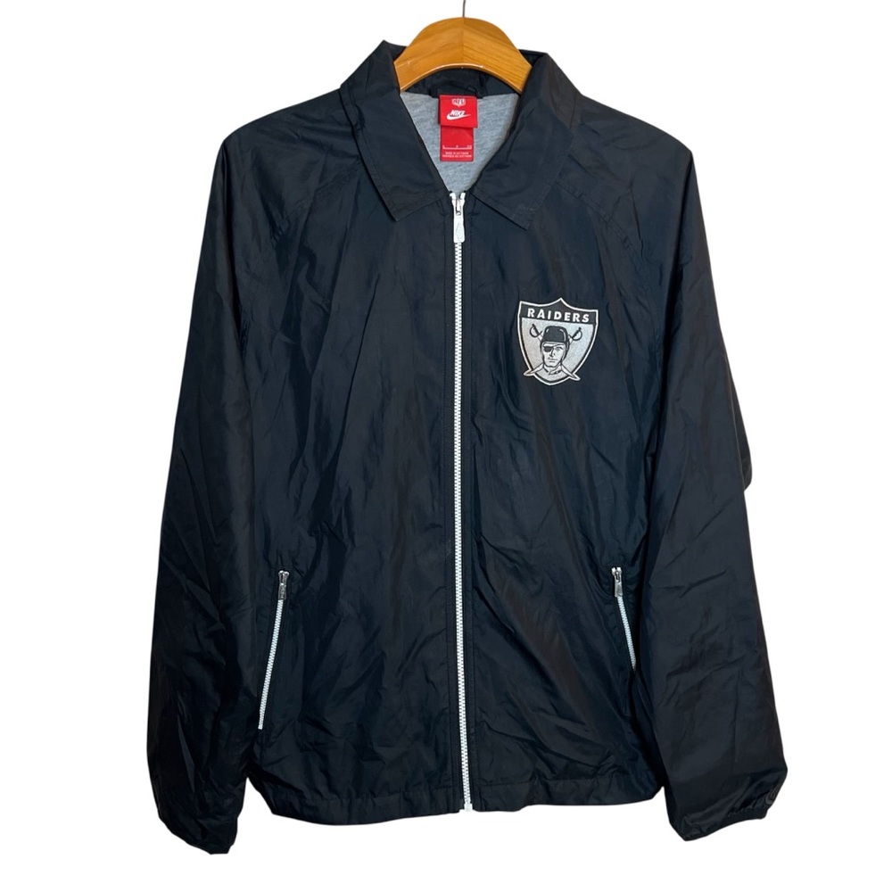 Nike Oakland Raiders Windbreaker Jacket Black Football Sports Athleisure Sporty